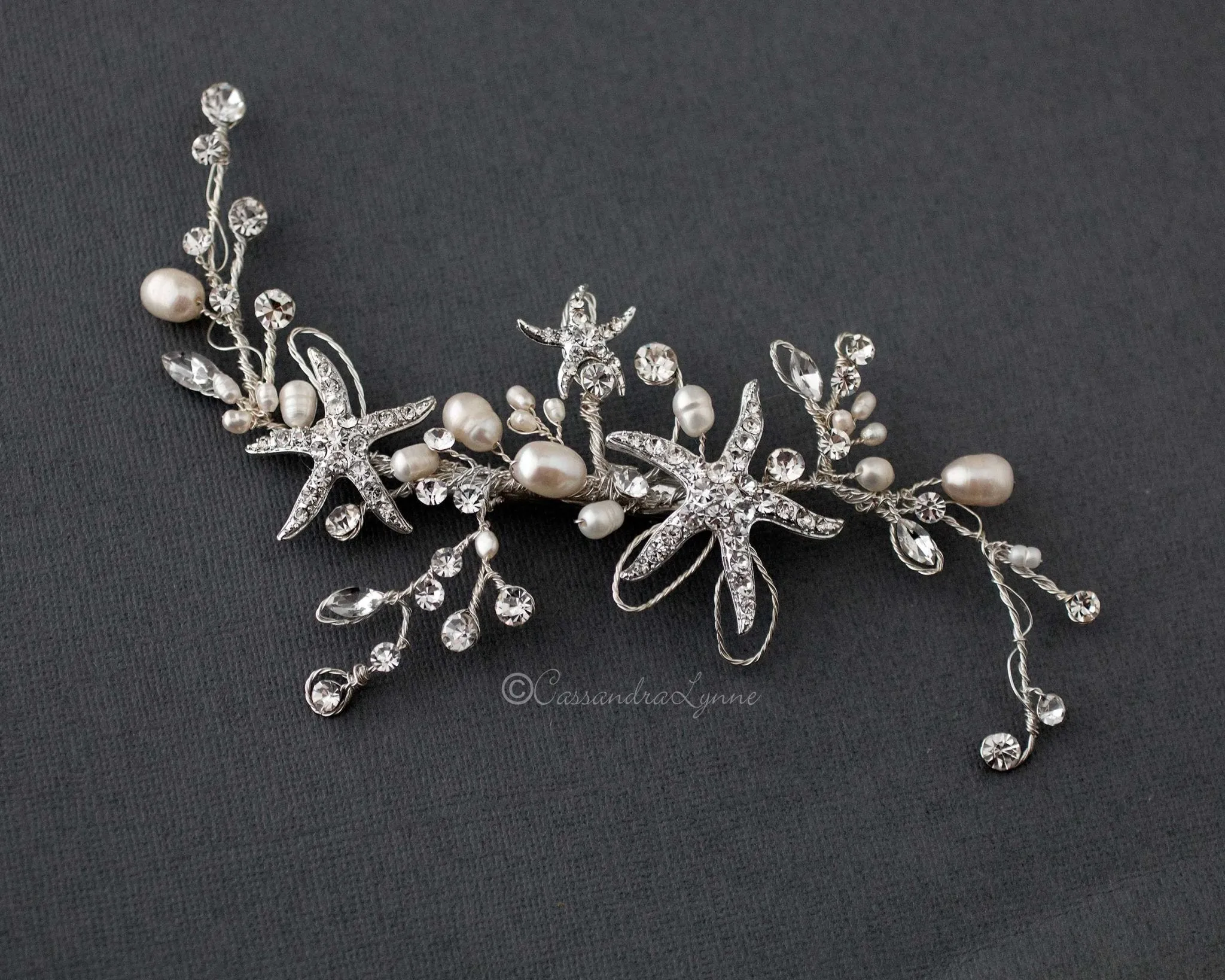 Starfish and Freshwater Pearl Hair Clip