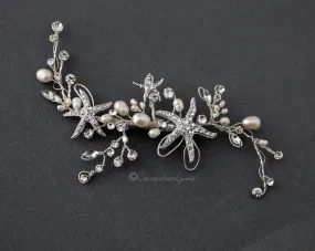 Starfish and Freshwater Pearl Hair Clip