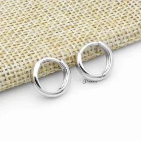 Sterling Silver 3mm One-Touch Huggie Hoop Earrings - Silver