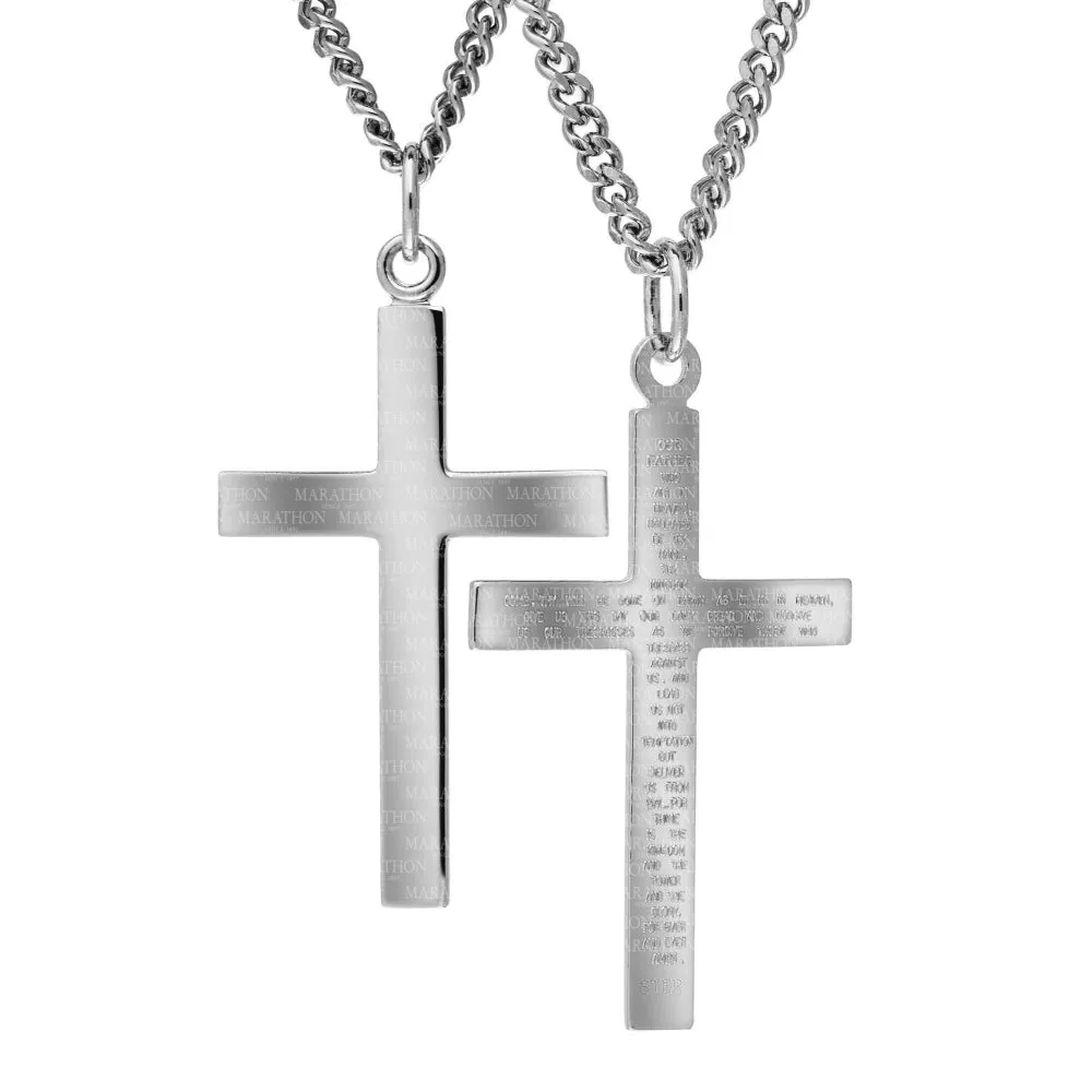 Sterling Silver Cross with Our Father Prayer