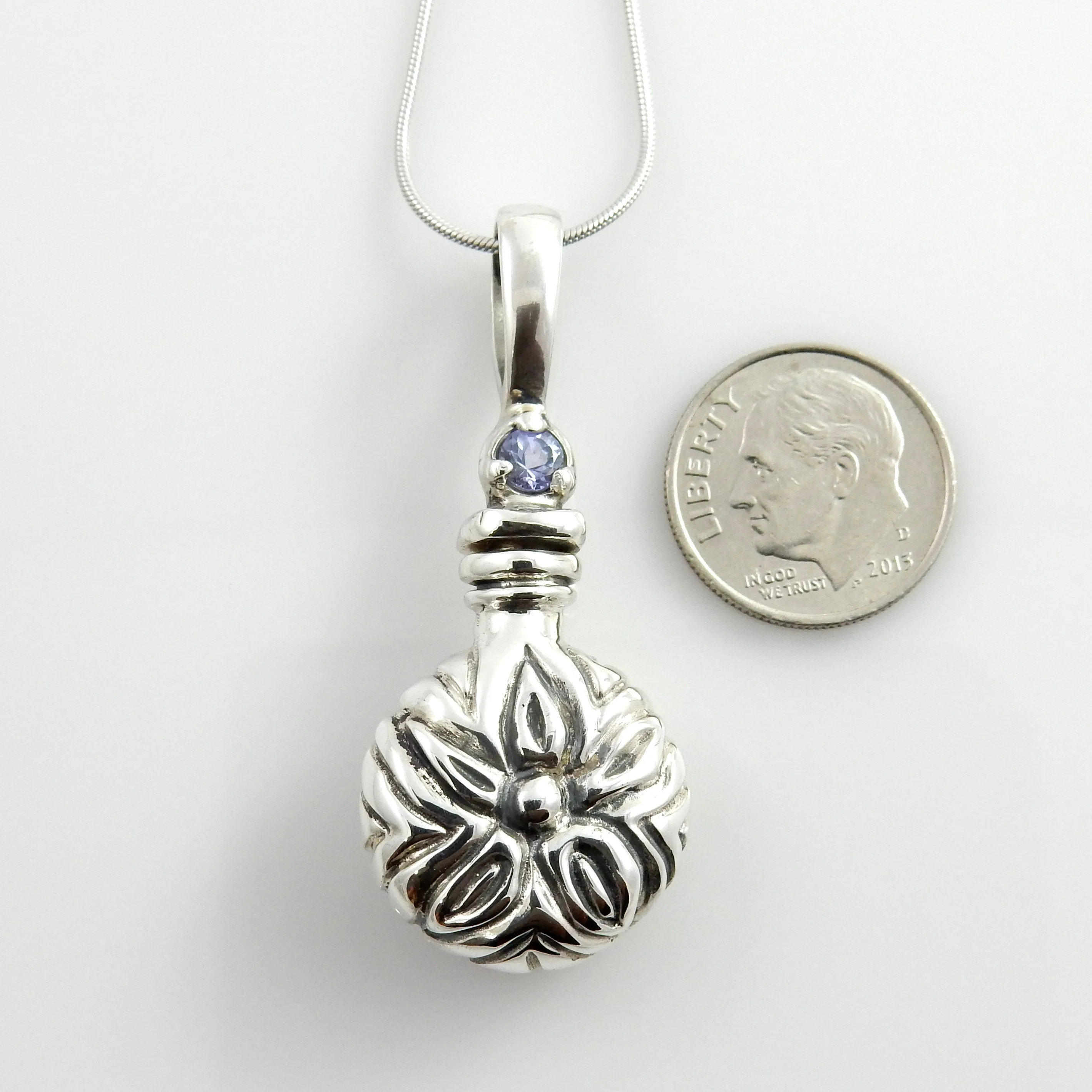 Sterling Silver Handcrafted Tanzanite Urn Pendant