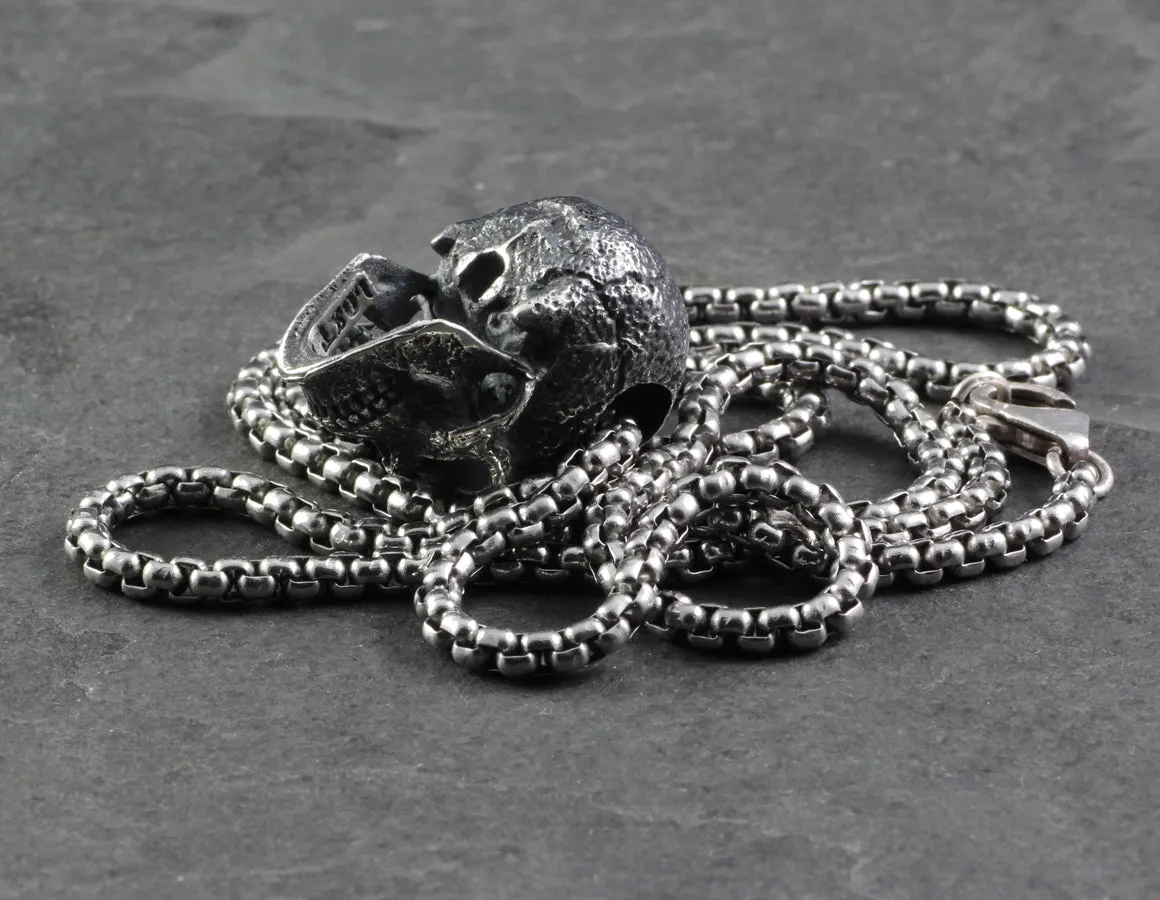 Sterling Silver Human Skull Necklace