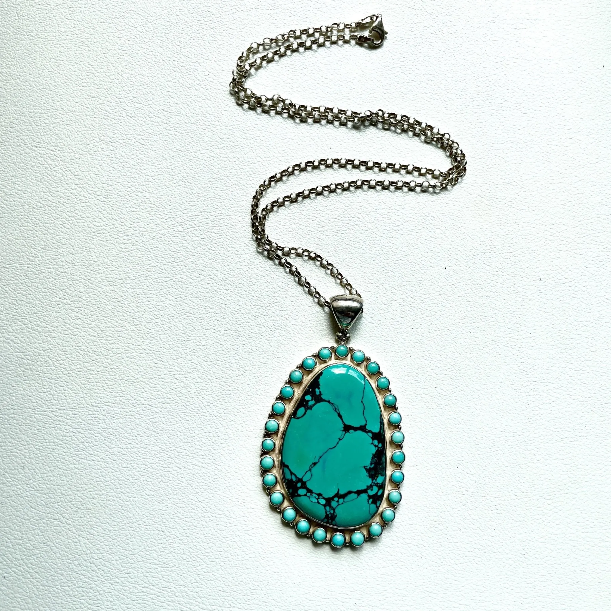 Super Spider Web Blue Turquoise pendant