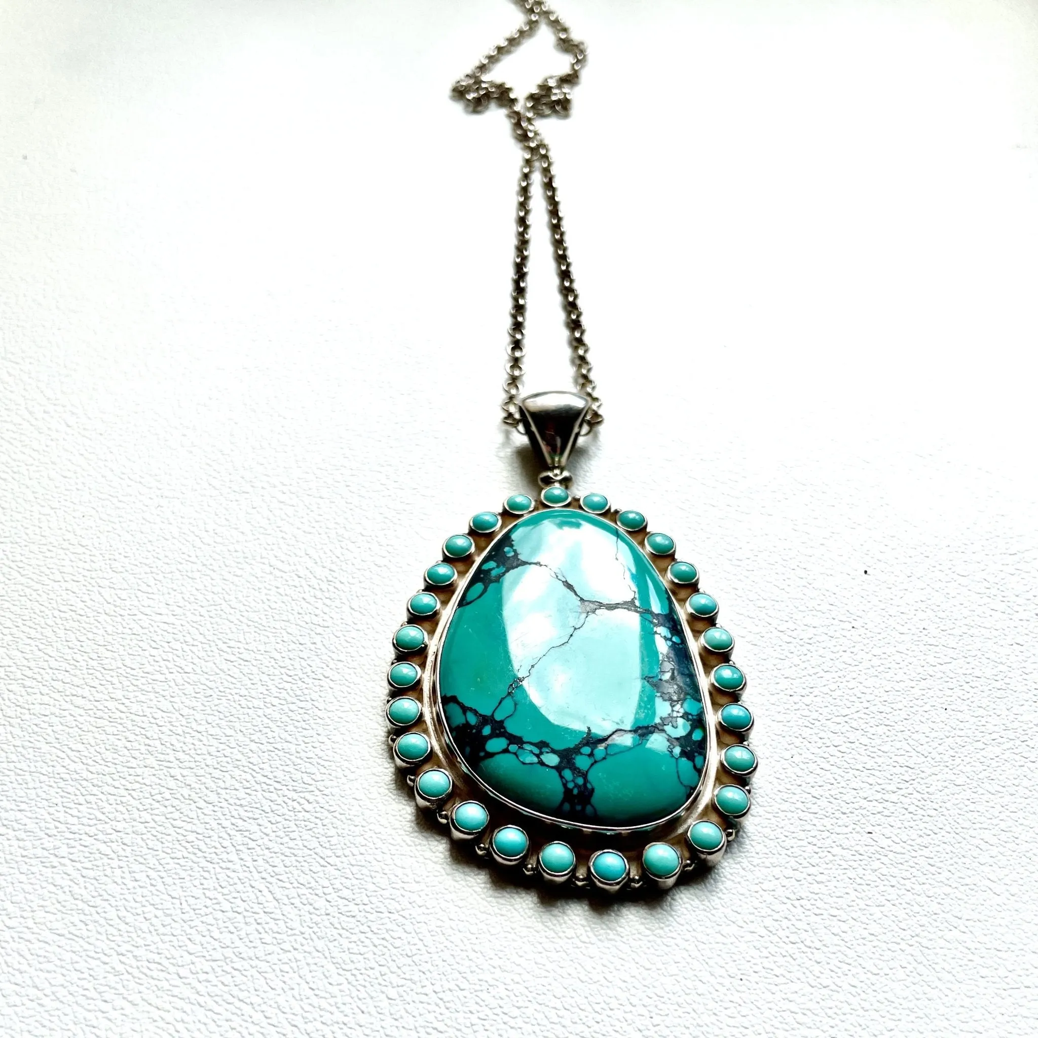 Super Spider Web Blue Turquoise pendant