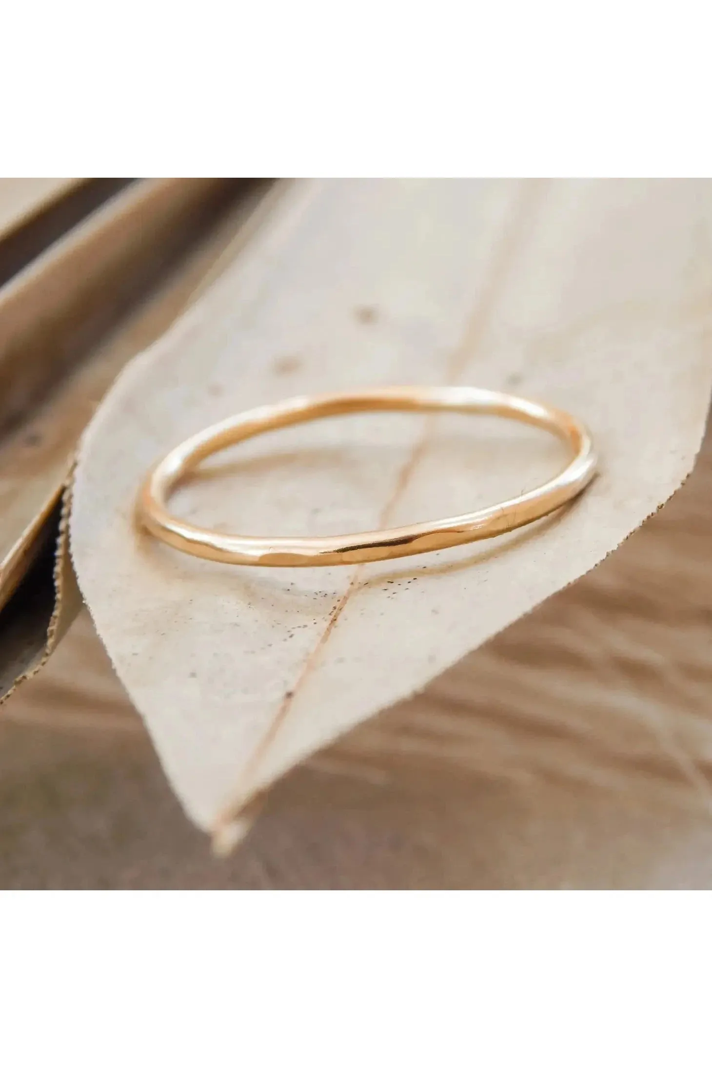 Thin Hammered Band Stacking Rings