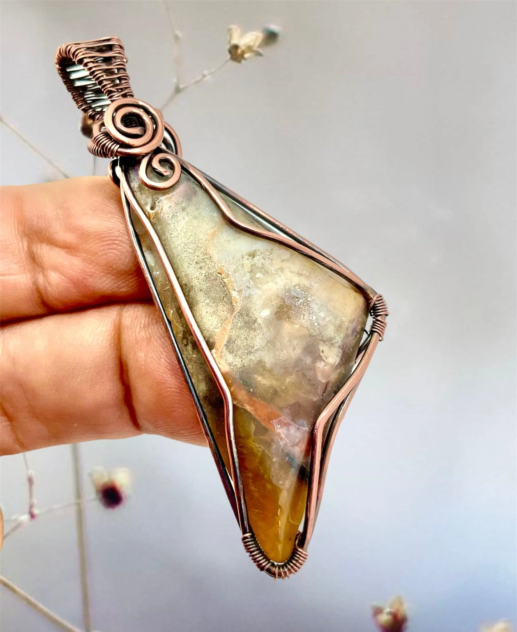 Tiffany Stone Wire Wrapped Pendant