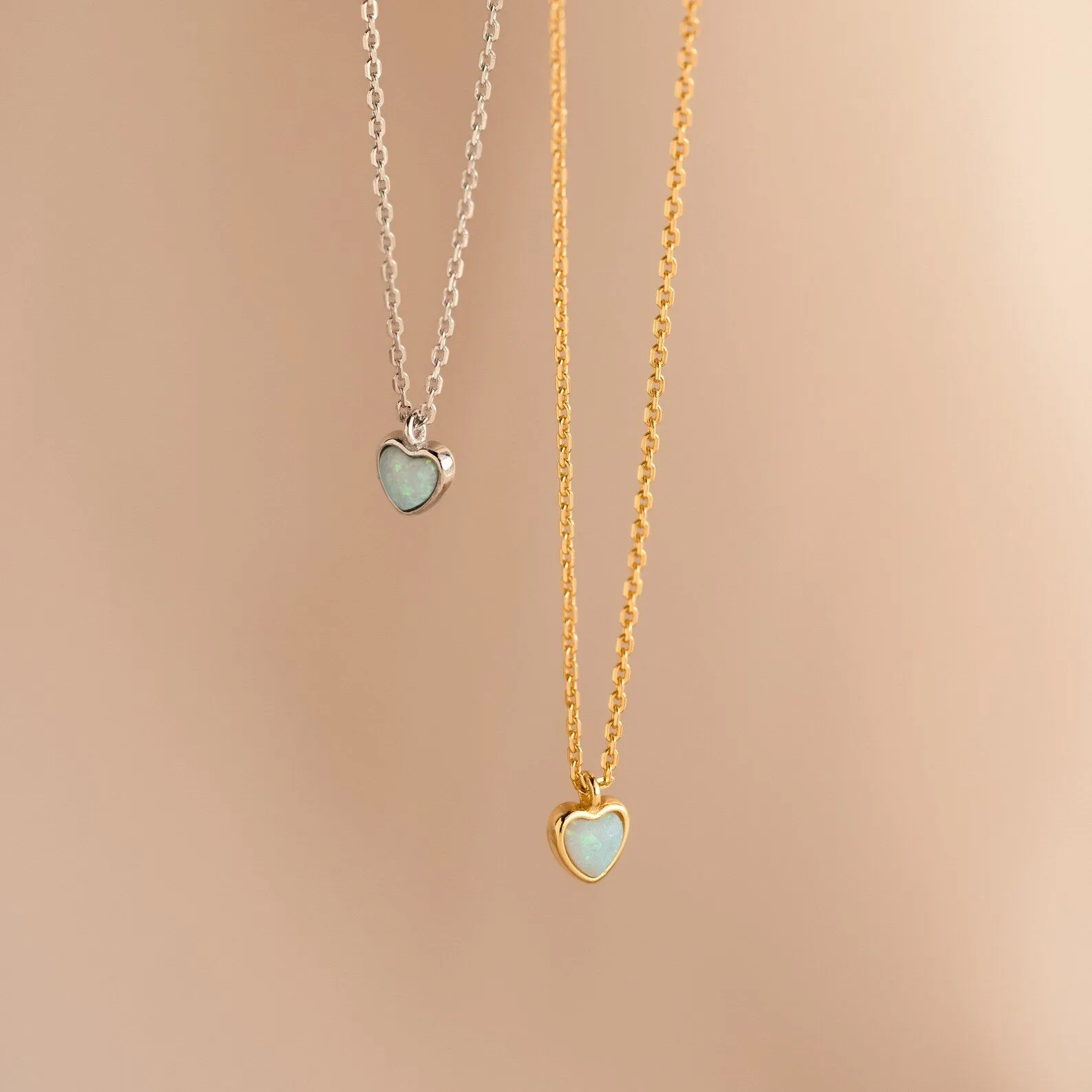 Tiny Opal Heart Necklace