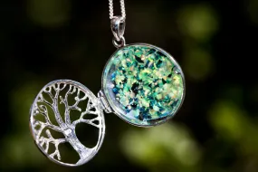 Tree of Life Locket with Opal and Cremains