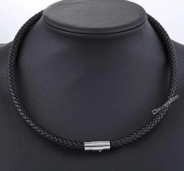 Trendy Braided Leather Chocker Necklace for Men Women