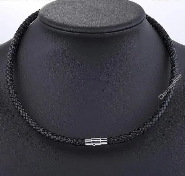 Trendy Braided Leather Chocker Necklace for Men Women