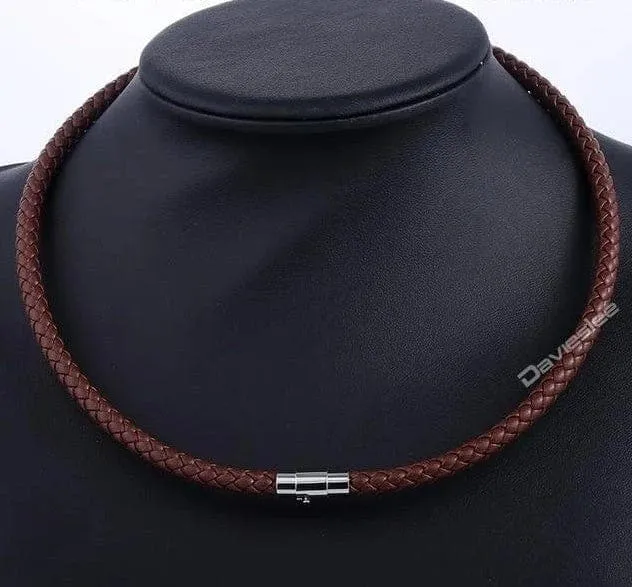 Trendy Braided Leather Chocker Necklace for Men Women