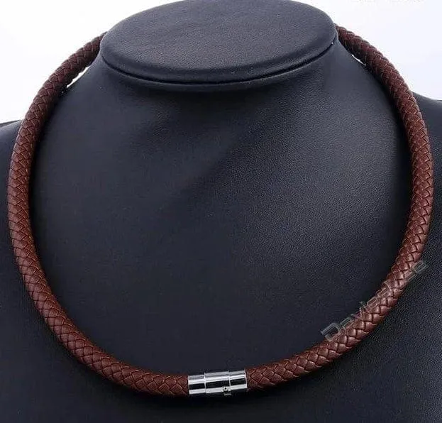 Trendy Braided Leather Chocker Necklace for Men Women