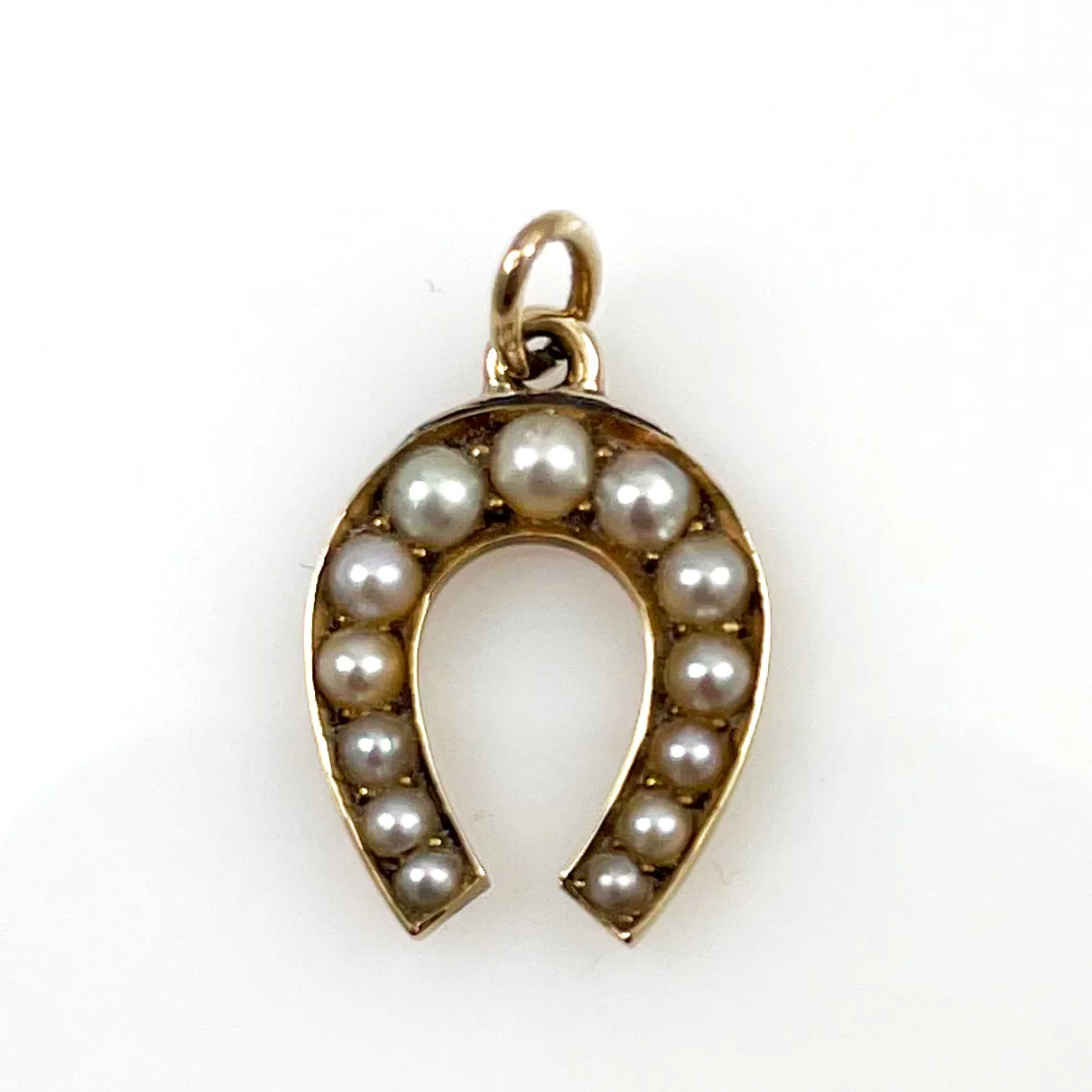 Victorian Horseshoe Pendant 15Ct Gold Pearl