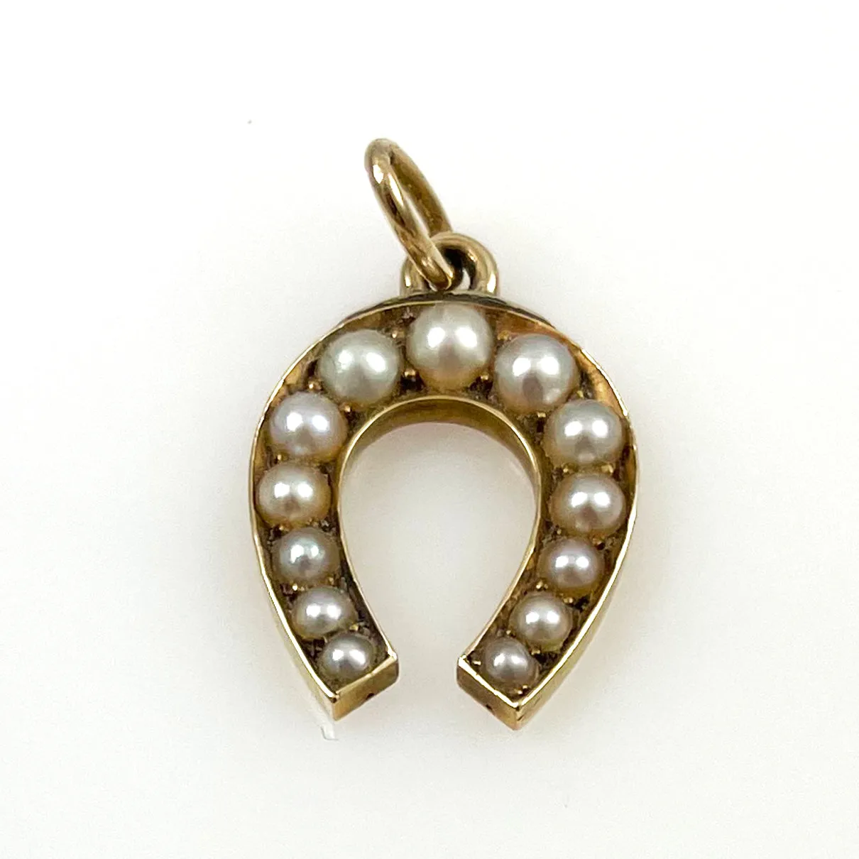 Victorian Horseshoe Pendant 15Ct Gold Pearl