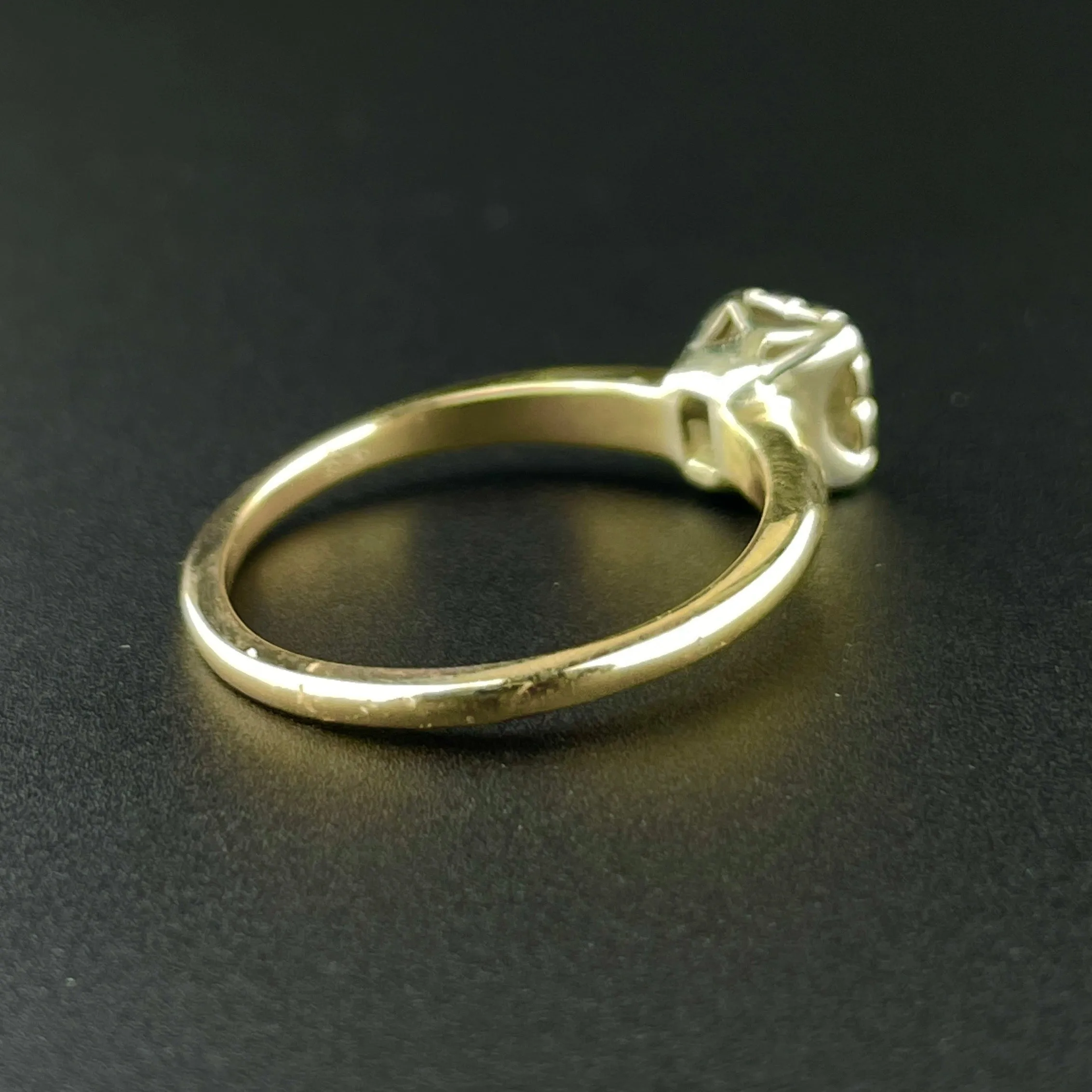 Vintage 10K Gold Two Tone Diamond Engagement Ring, Sz 6 1/2