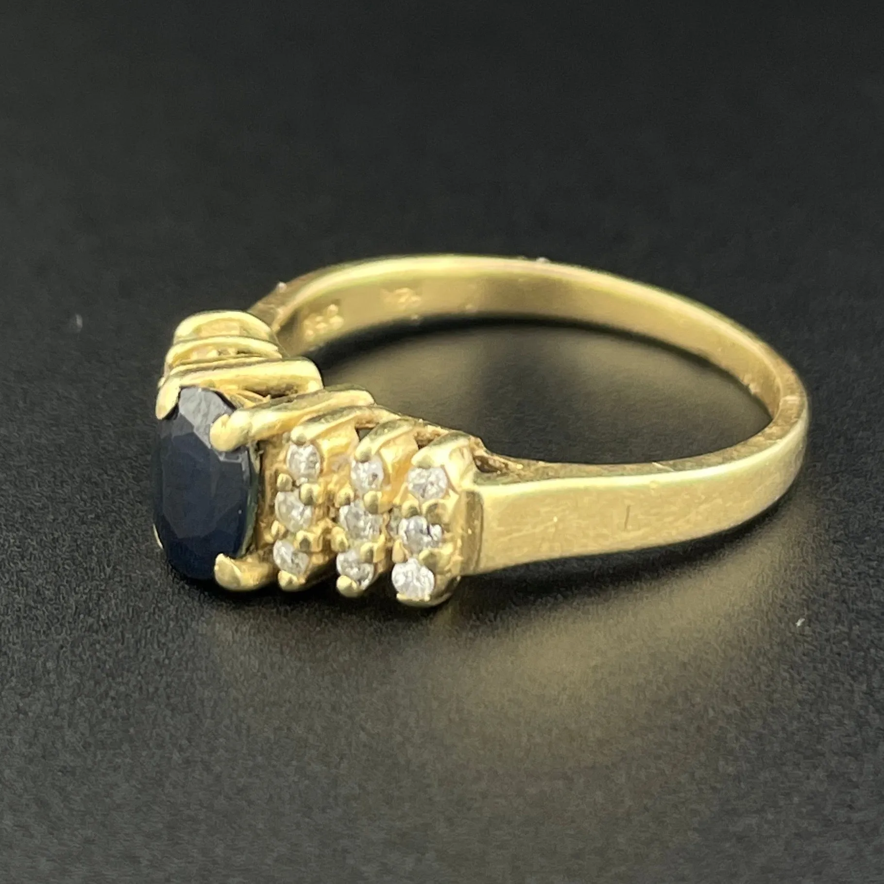 Vintage 14K Gold Diamond Sapphire Engagement Ring, Sz 5 1/2