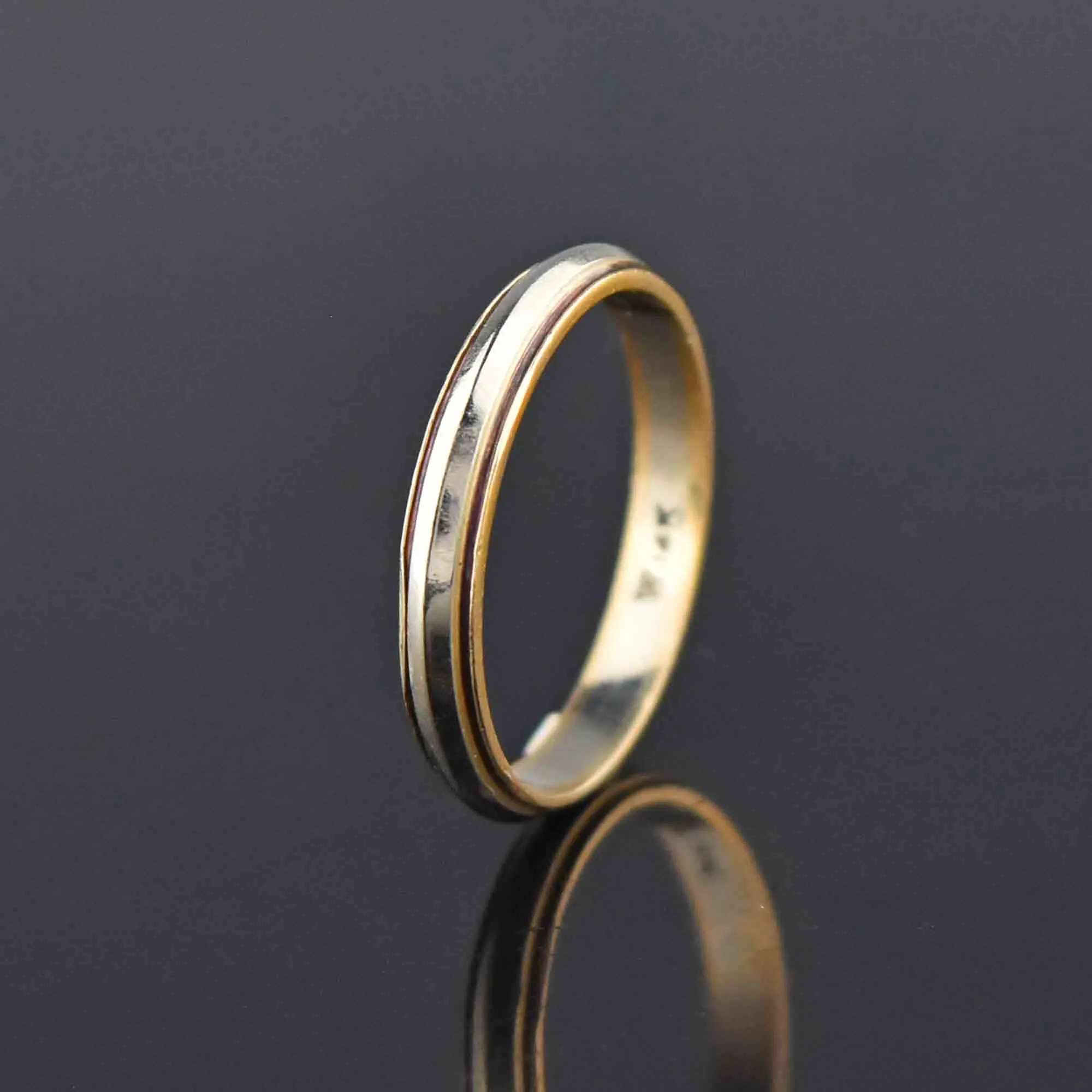 Vintage 14K Gold Two Tone Wedding Band Ring