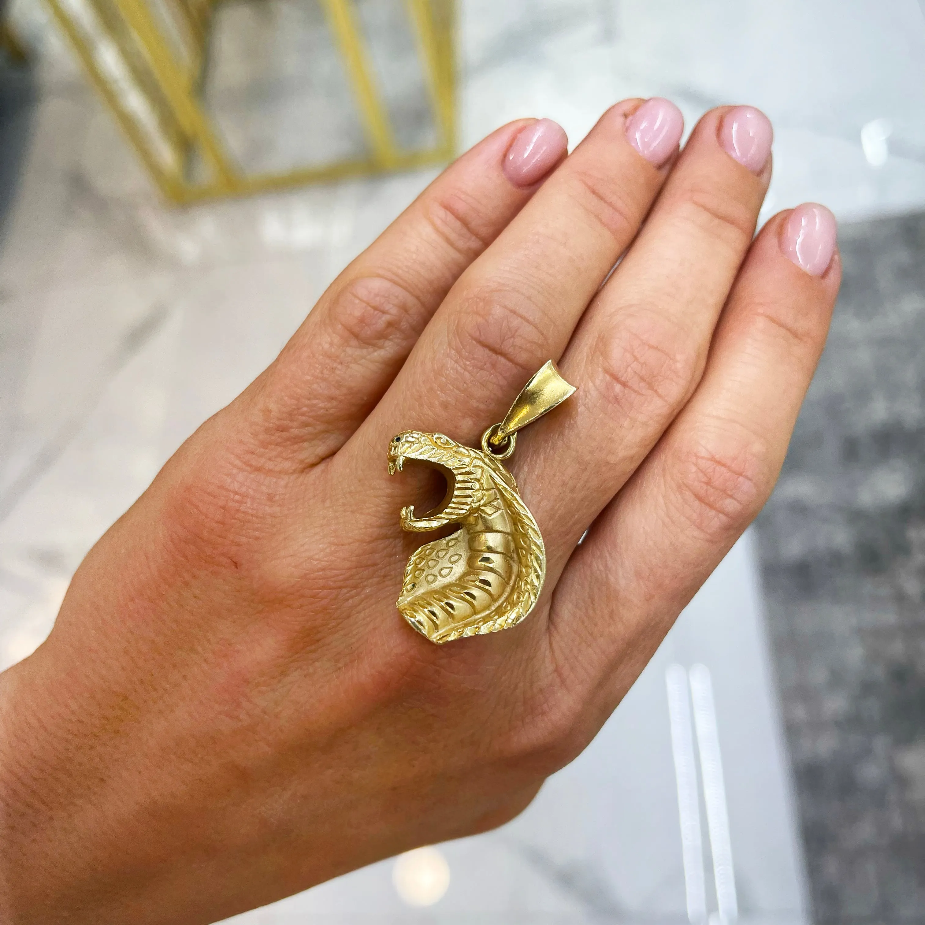 Vintage 14K Yellow Gold Cobra Snake Pendant