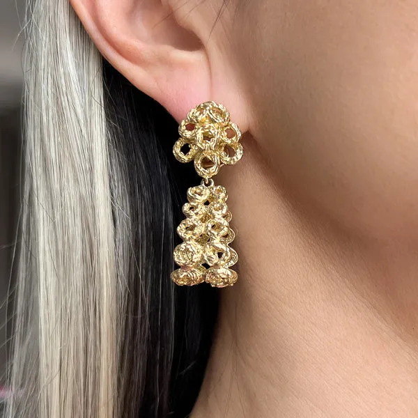 Vintage Day/ Night Gold Drop Earrings