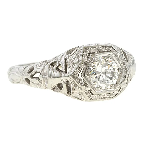 Vintage Filigree Diamond Ring, TRB 0.35ct.