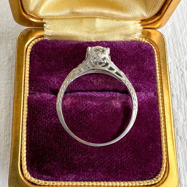 Vintage Filigree Solitaire Engagement Ring, TRB 0.81ct.