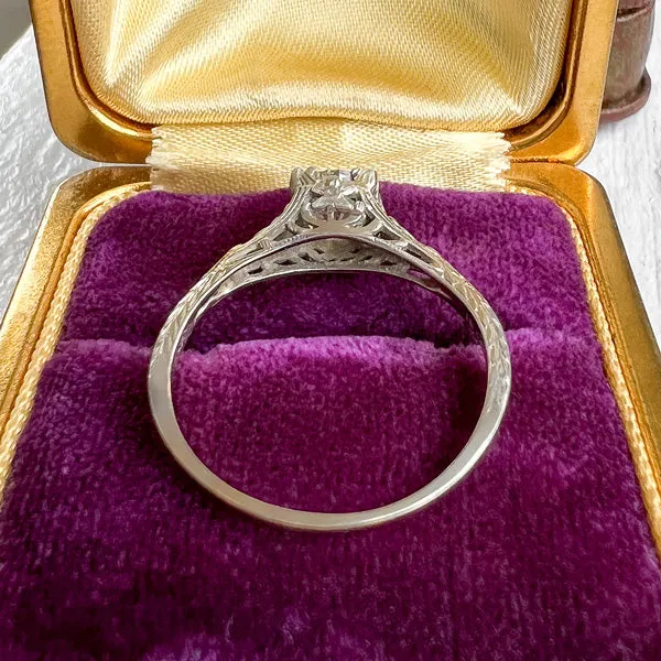 Vintage Filigree Solitaire Engagement Ring, TRB 0.81ct.