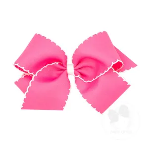 Wee Ones Bows - King - Hot Pink with White Moonstitch