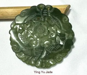 Well Carved Jade Fabulous Flower Large Pendant (P682)