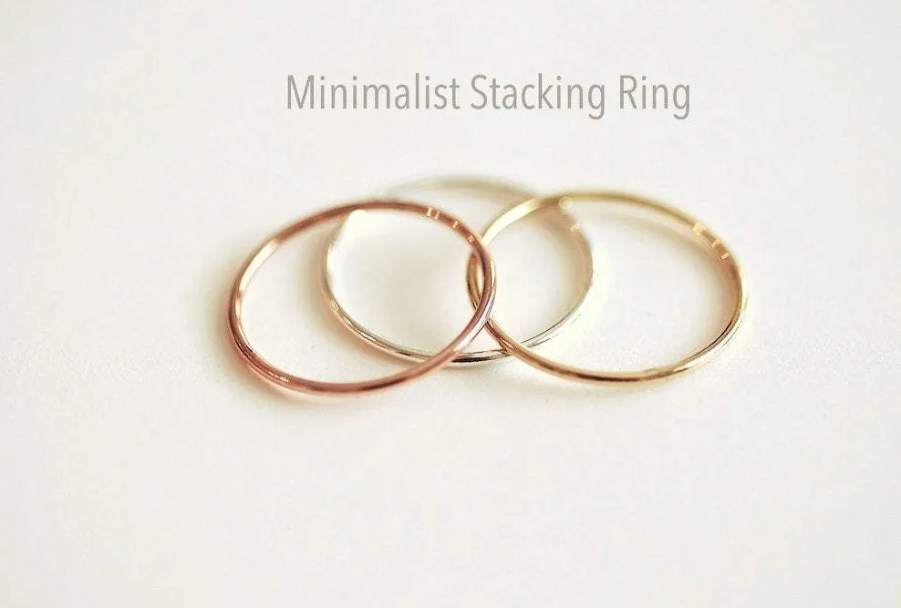 Wholesale 14k Rose Gold Filled Minimalist Stacking Ring- Everyday 14k pink thin knuckle ring, midi ring, thin ring band, delicate dainty ring [1]