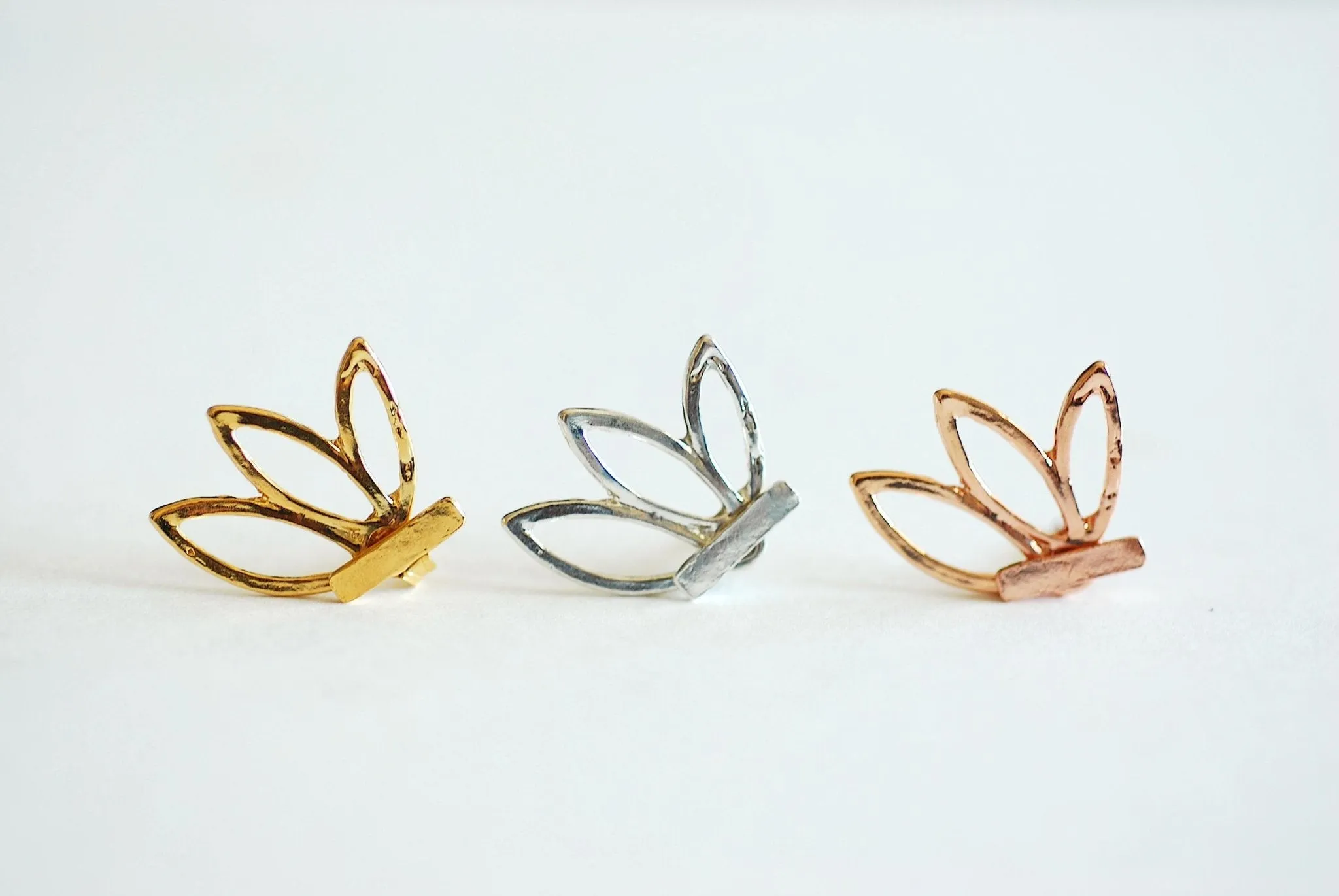 Wholesale Lotus Flower Ear Jacket Earrings- Choose Sterling Silver, Gold, Rose Gold, front back earrings, Lotus flower stud earrings, bar earrings