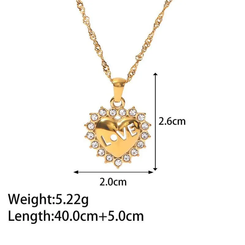 Women's Gold-plated LOVE Heart Pendant Necklace