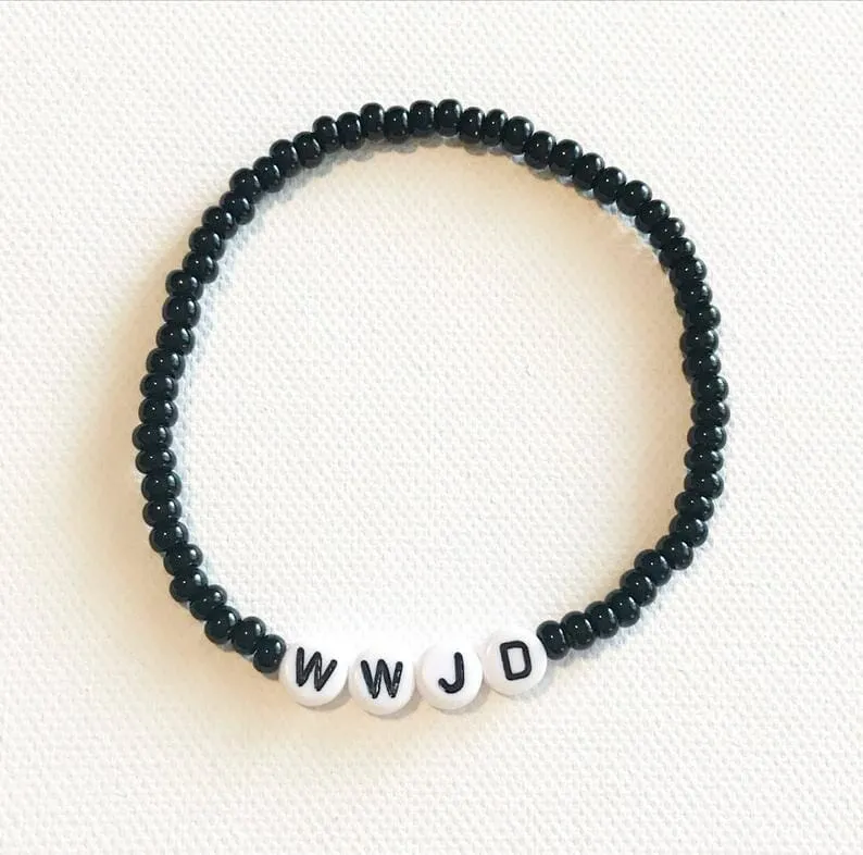 WWJD Black and White Religious Bracelet