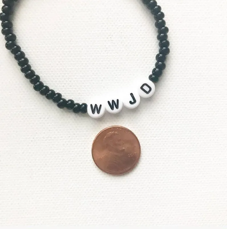 WWJD Black and White Religious Bracelet