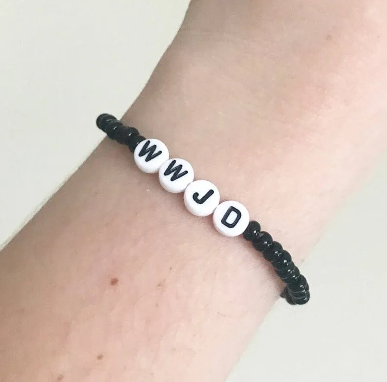 WWJD Black and White Religious Bracelet