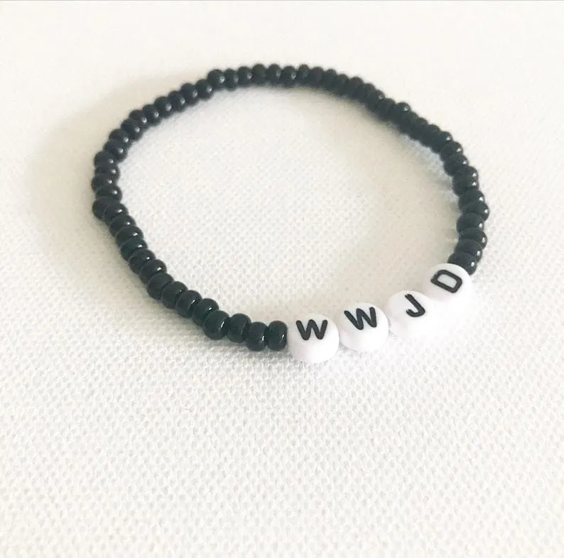 WWJD Black and White Religious Bracelet